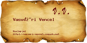 Vasvári Vencel névjegykártya